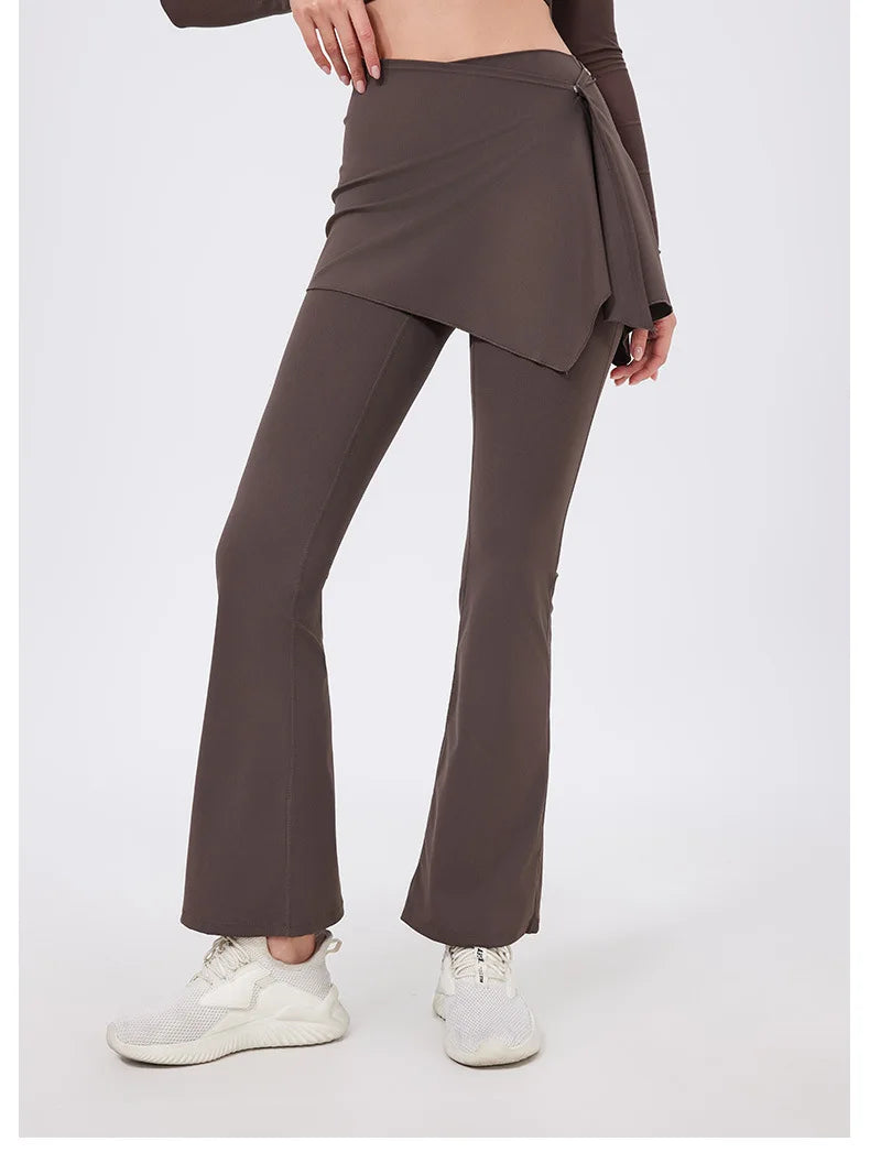 ANNIEGO 2-Piece Yoga Set – High Waist Flared Pants & Push-Up Fit Top