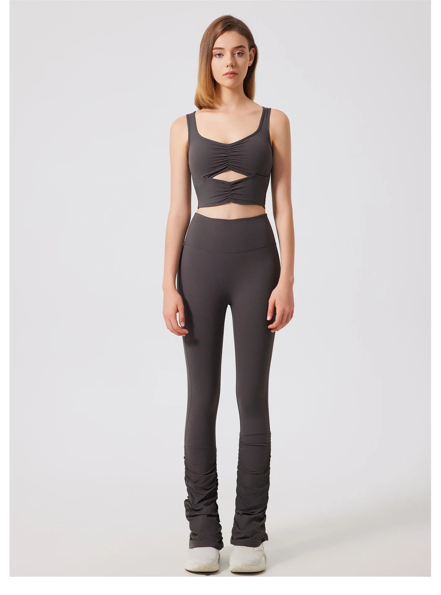 ANNIEGO High Waist Yoga Leggings – Nude Fit, Stacked Style, Quick-Dry