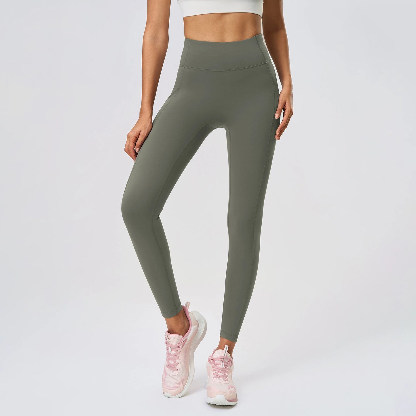 ANNIEGO High Waist Pocket Leggings – Slim Fit, Cropped