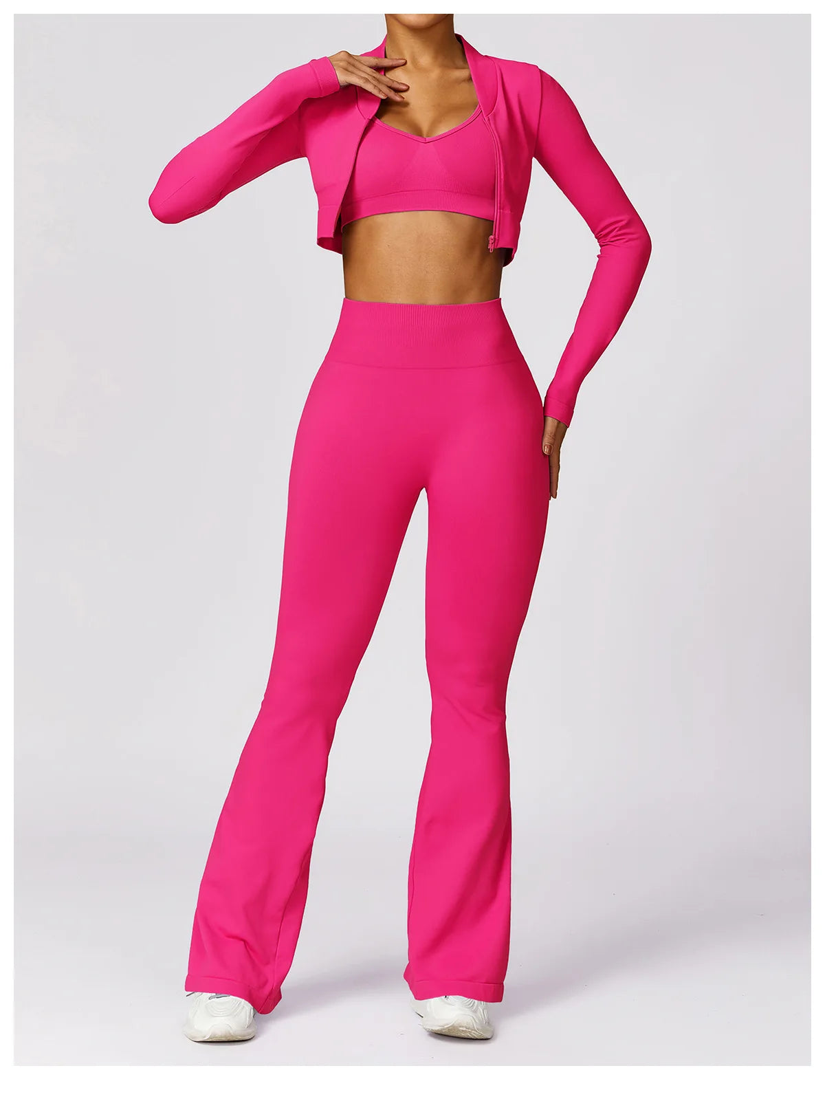 ANNIEGO Seamless Flare Yoga Pants – High Waist, Hip Lift, Tummy Control
