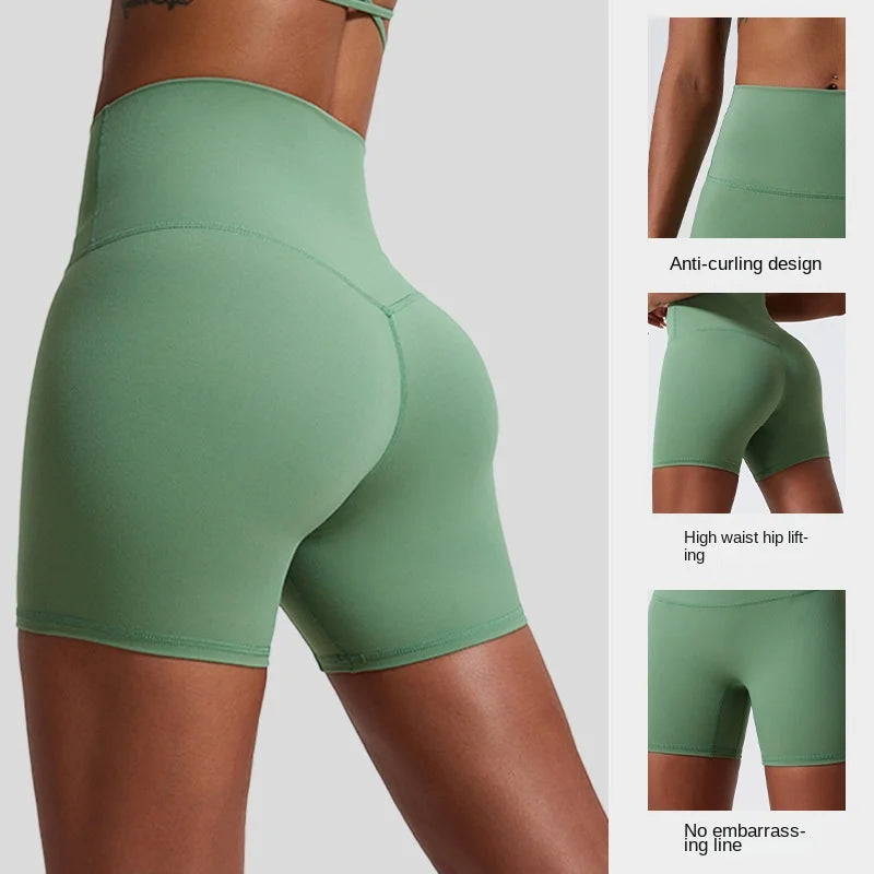 ANNIEGO Women’s High Waist Yoga Shorts – Tight Fit, High Elasticity