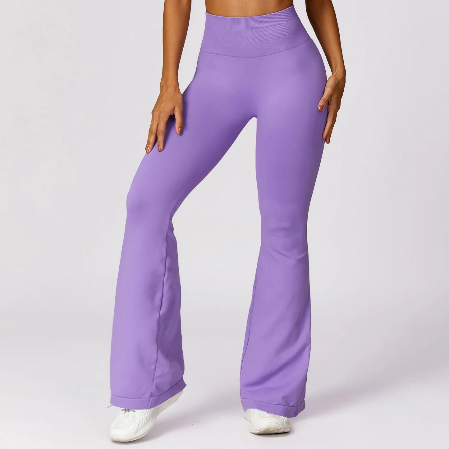 ANNIEGO Seamless Flare Yoga Pants – High Waist, Hip Lift, Tummy Control