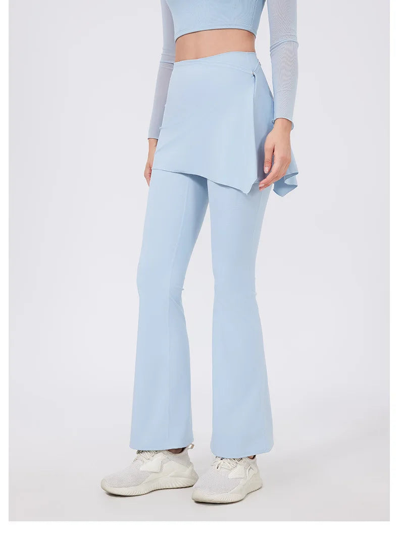 ANNIEGO 2-Piece Yoga Set – High Waist Flared Pants & Push-Up Fit Top
