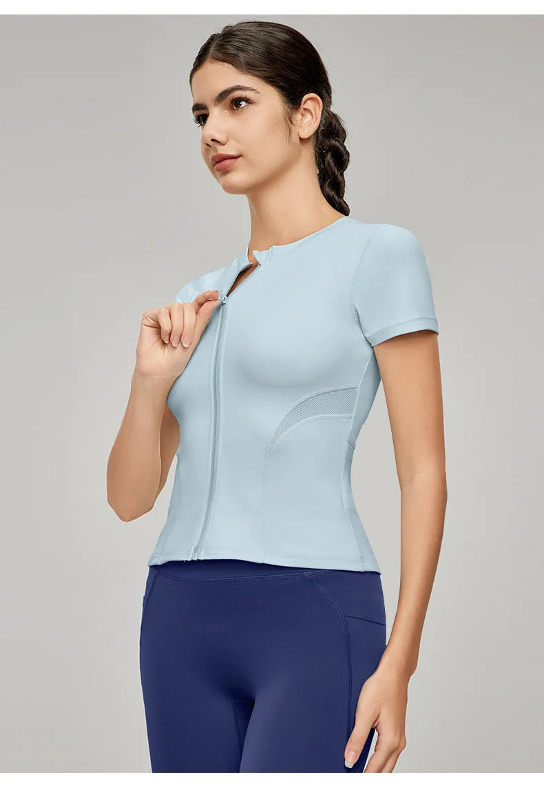 ANNIEGO Cycling Zip-Up Top – Breathable, UV-Proof, Sports Fit