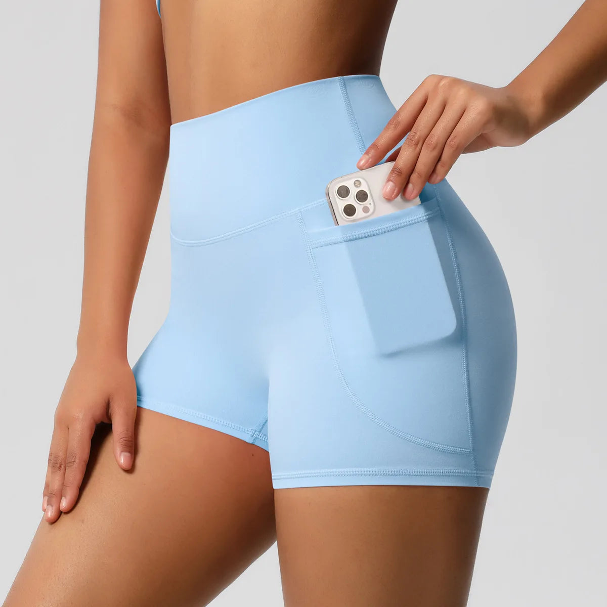 ANNIEGO Women’s High Waist Yoga Shorts – Pocket, Breathable, Tight Fit