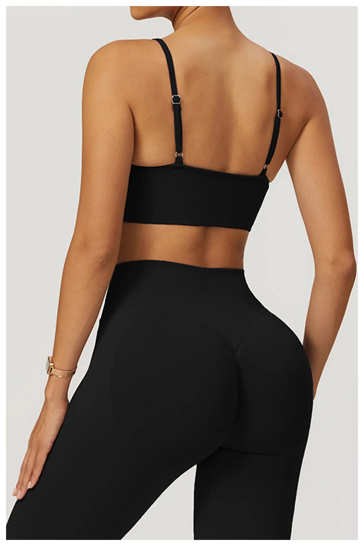 ANNIEGO V-Neck Sports Bra – Adjustable Straps, Shockproof, Quick-Dry