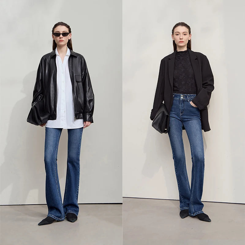 High waist flare jeans for women