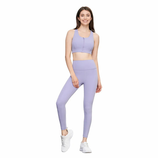 ANNIEGO Reflective Yoga Set for Women – Mesh Back Bra & High-Waist Leggings
