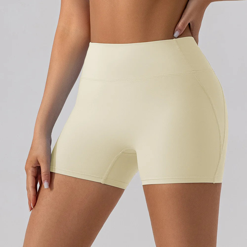 ANNIEGO High Waist Running Yoga Shorts – Tight Fit, Belly Control