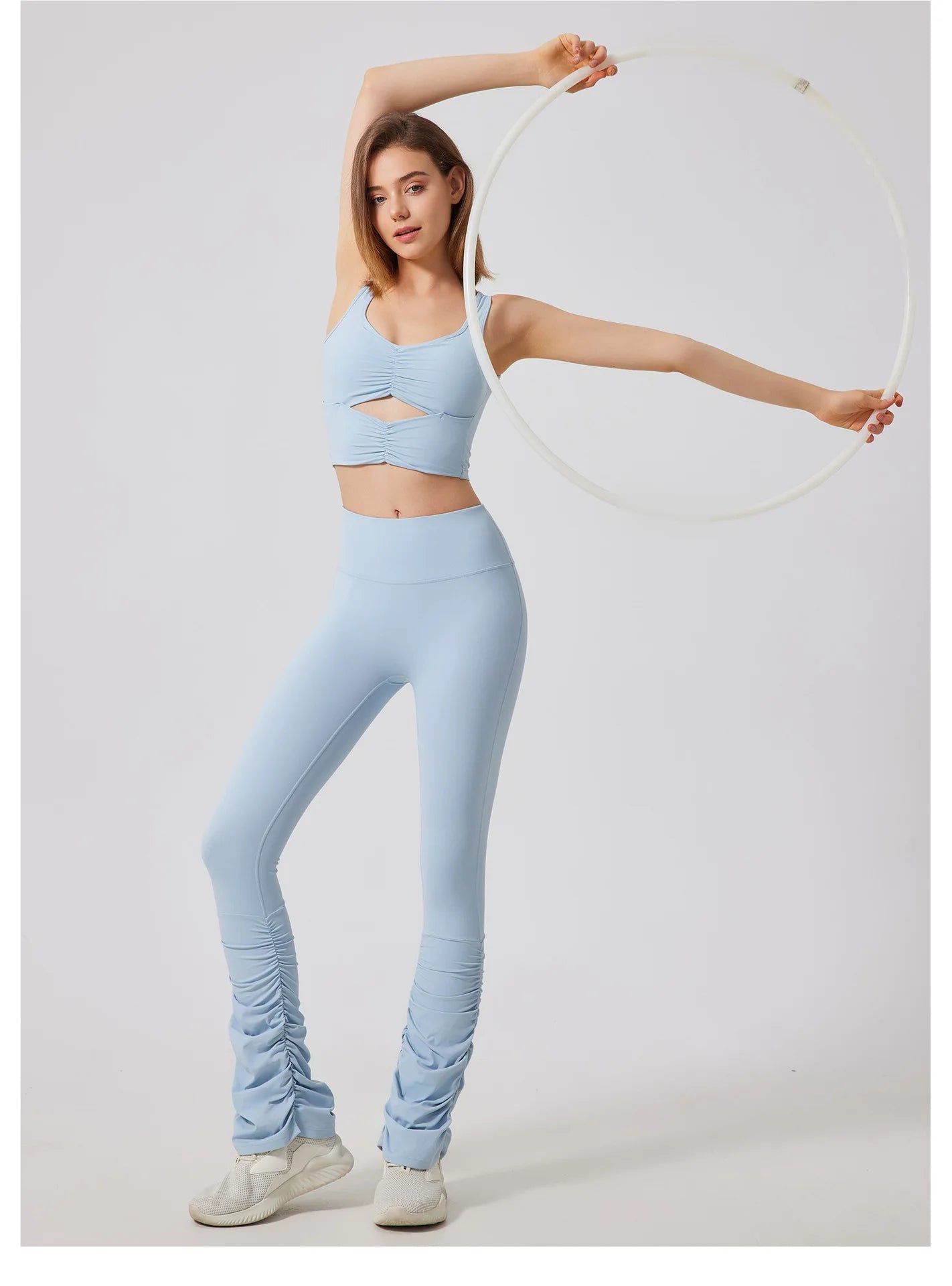 ANNIEGO High Waist Yoga Leggings – Nude Fit, Stacked Style, Quick-Dry