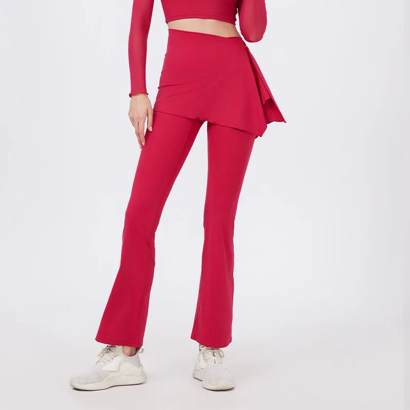 ANNIEGO 2-Piece Yoga Set – High Waist Flared Pants & Push-Up Fit Top