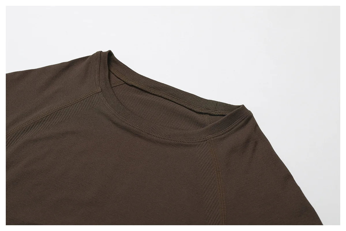 ANNIEGO Seamless Sports Tee – Short Sleeve, Quick-Dry, Slim Fit
