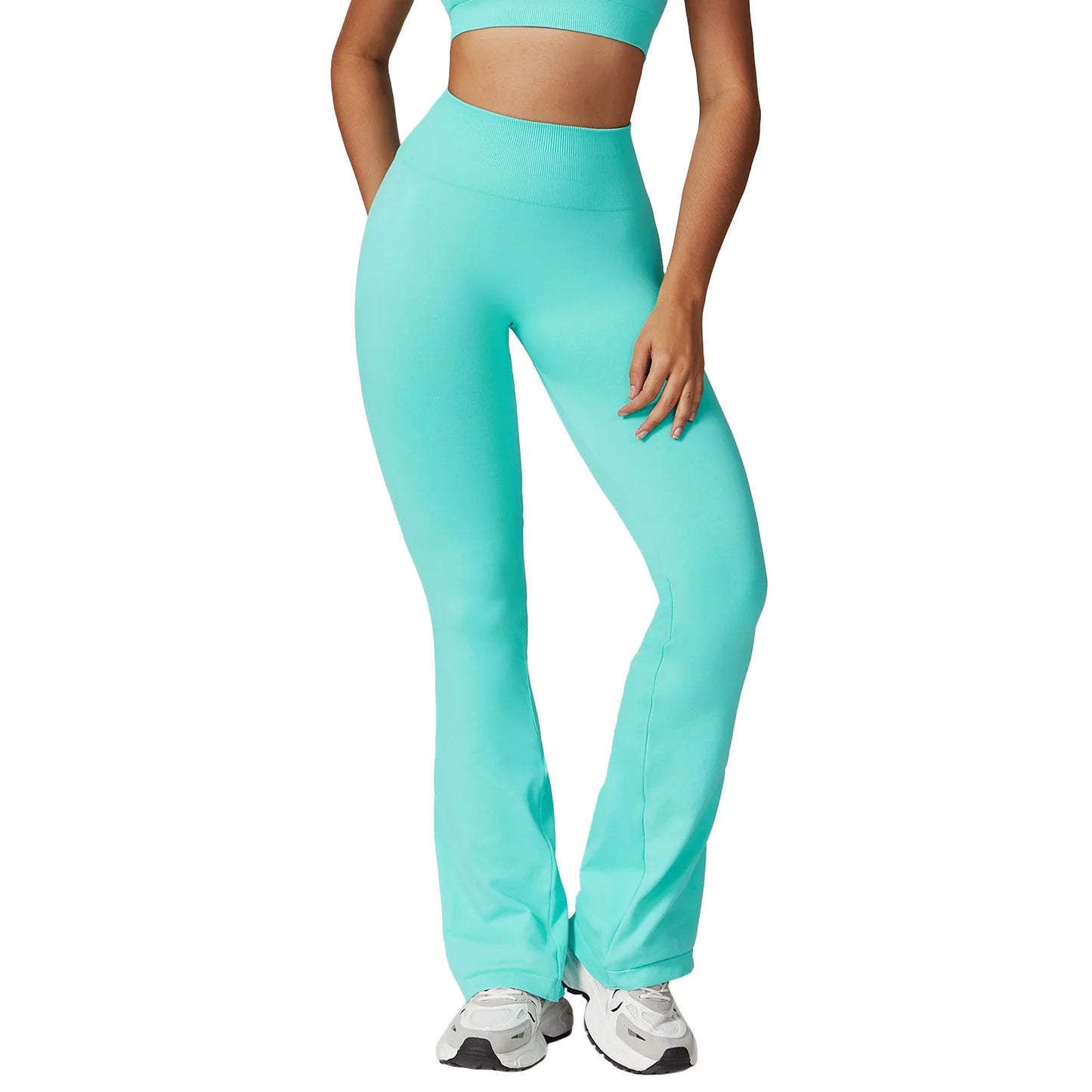 ANNIEGO Seamless Flare Yoga Pants – High Waist, Hip Lift, Tummy Control