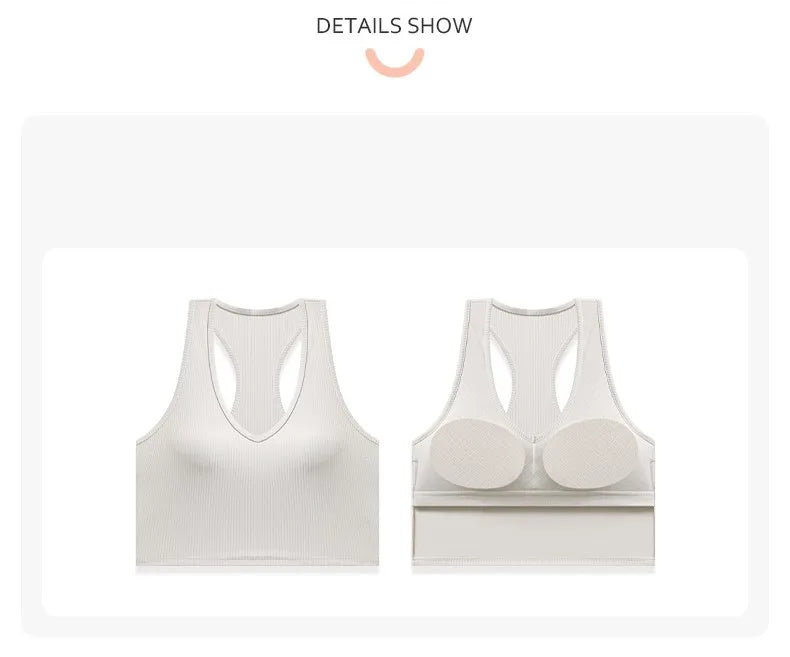 ANNIEGO I-Shaped Back Yoga Bra – Ribbed, Skin-Friendly, Quick-Dry