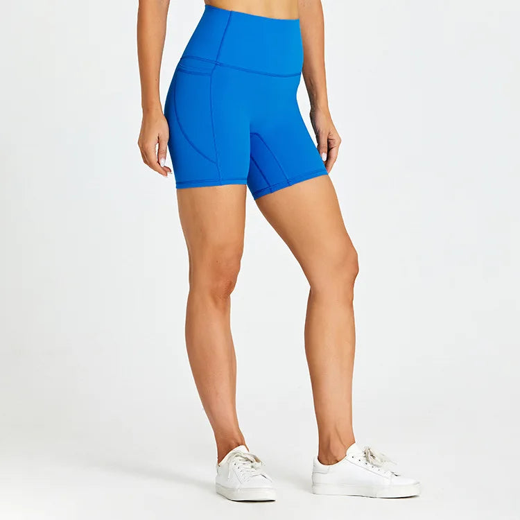 ANNIEGO Women’s High Waist Gym Shorts – Pocket, Tight Fit, Yoga/Cycling