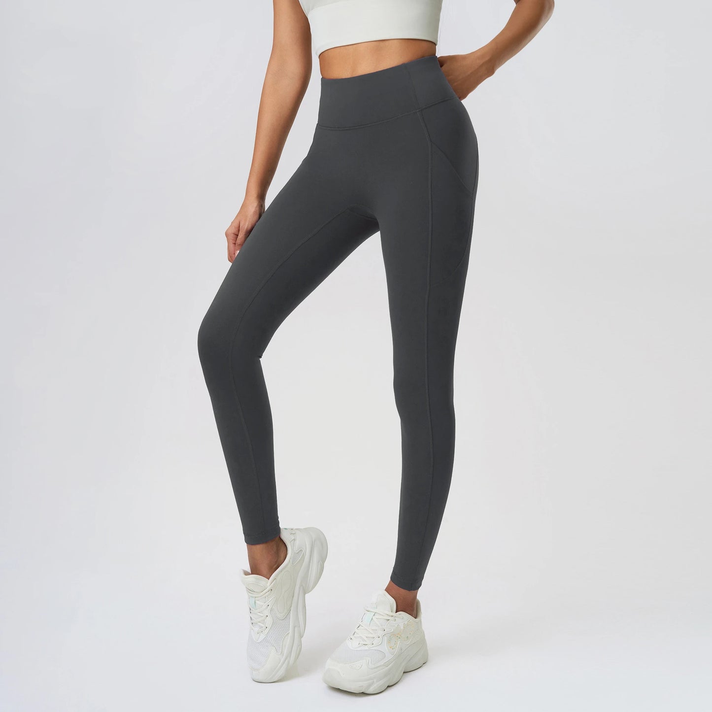 ANNIEGO High Waist Pocket Leggings – Slim Fit, Cropped