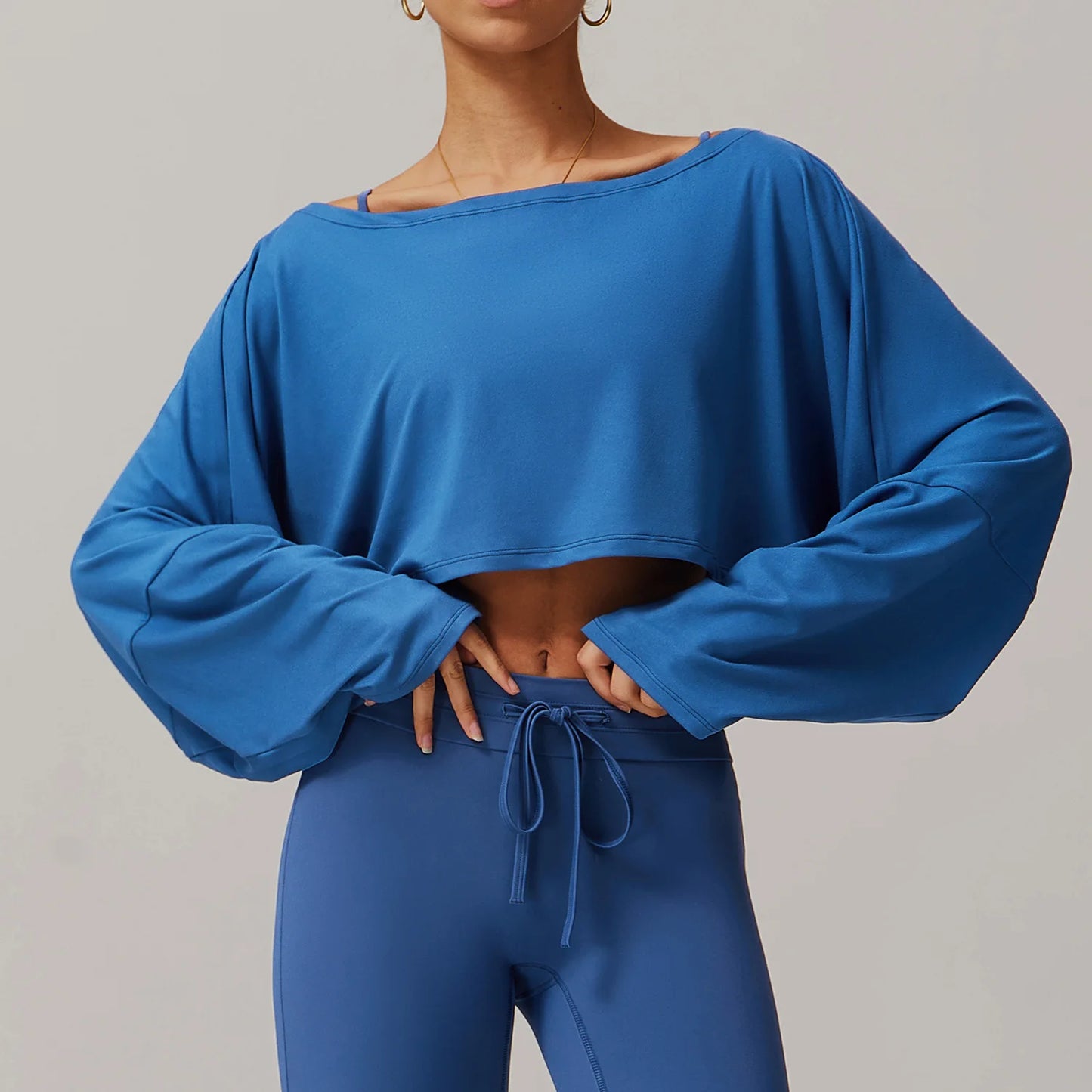 ANNIEGO Women’s Long Sleeve Yoga Top – Batwing Shoulder, Casual Wear