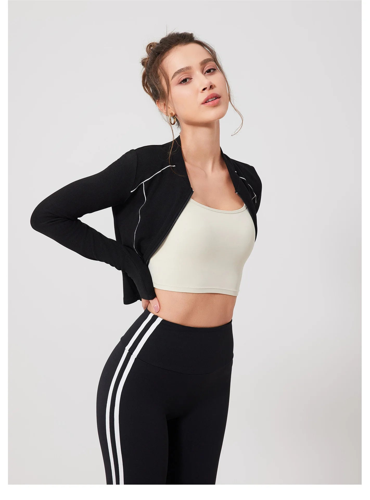 ANNIEGO Women’s Yoga Jacket – Slim Fit, Zipper Front, Long Sleeve Activewear Top