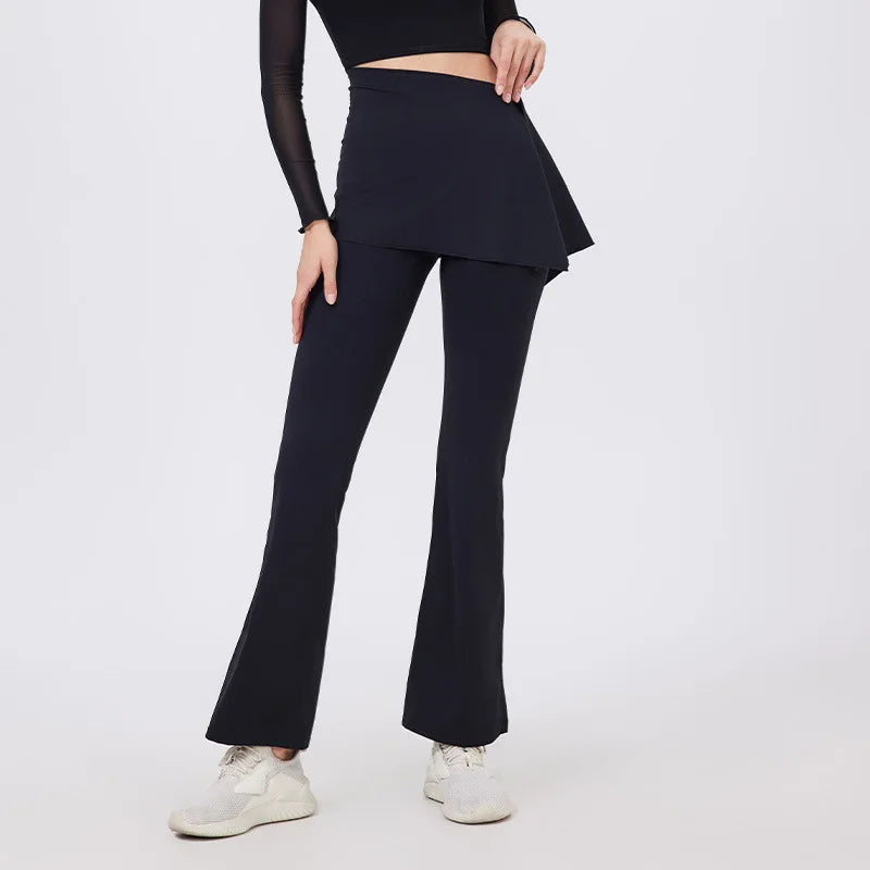 ANNIEGO 2-Piece Yoga Set – High Waist Flared Pants & Push-Up Fit Top