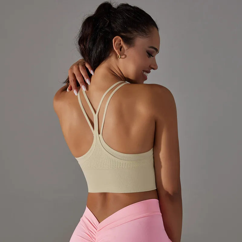 ANNIEGO Seamless Tank Bra – Double Strap, Breathable Fit