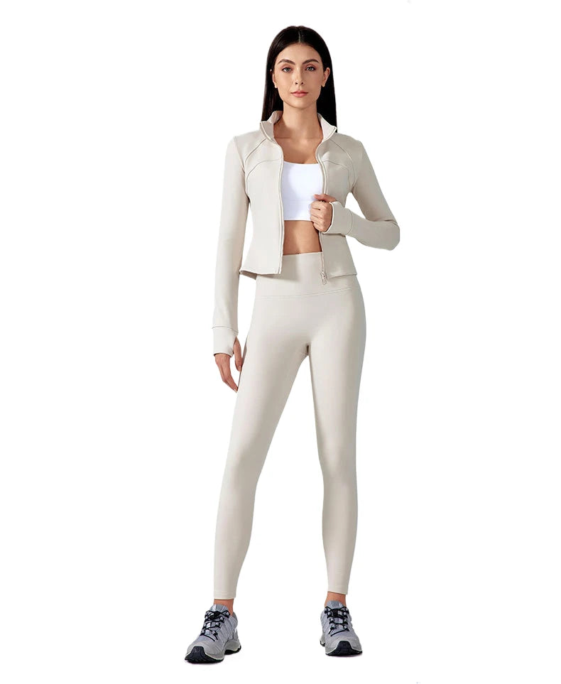 ANNIEGO Women’s Fleece-Lined Slim Fit Sports Jacket – Yoga Running Cycling Zip-Up Coat