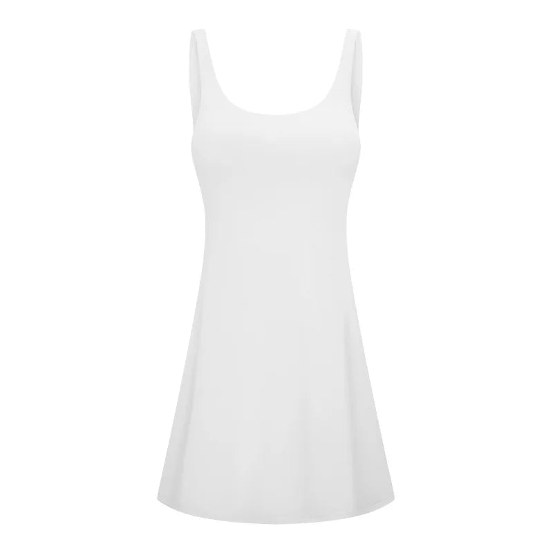 ANNIEGO Summer Sports Dress – Sleeveless Tennis Skirt with Inner Shorts & Bra Pad