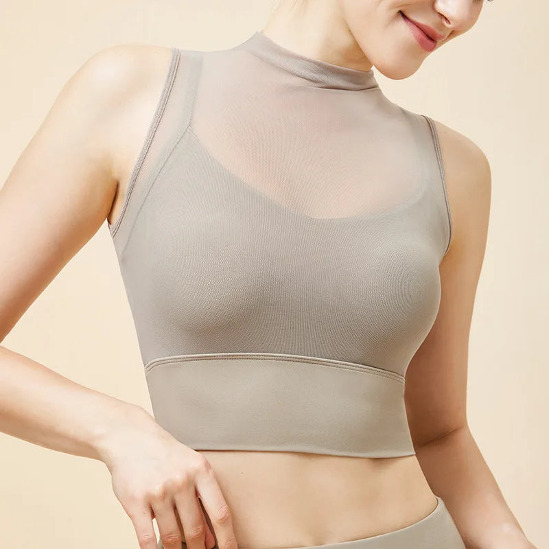 ANNIEGO Women’s Mock Neck Yoga Top – Short Sleeve Slim Fit Sports Shirt