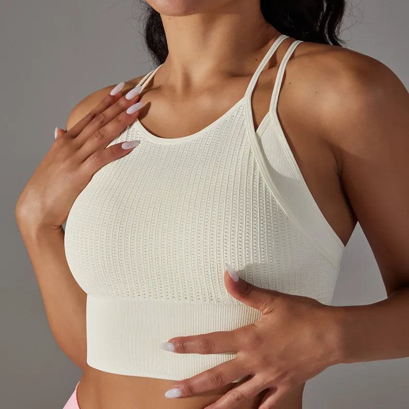 ANNIEGO Seamless Tank Bra – Double Strap, Breathable Fit