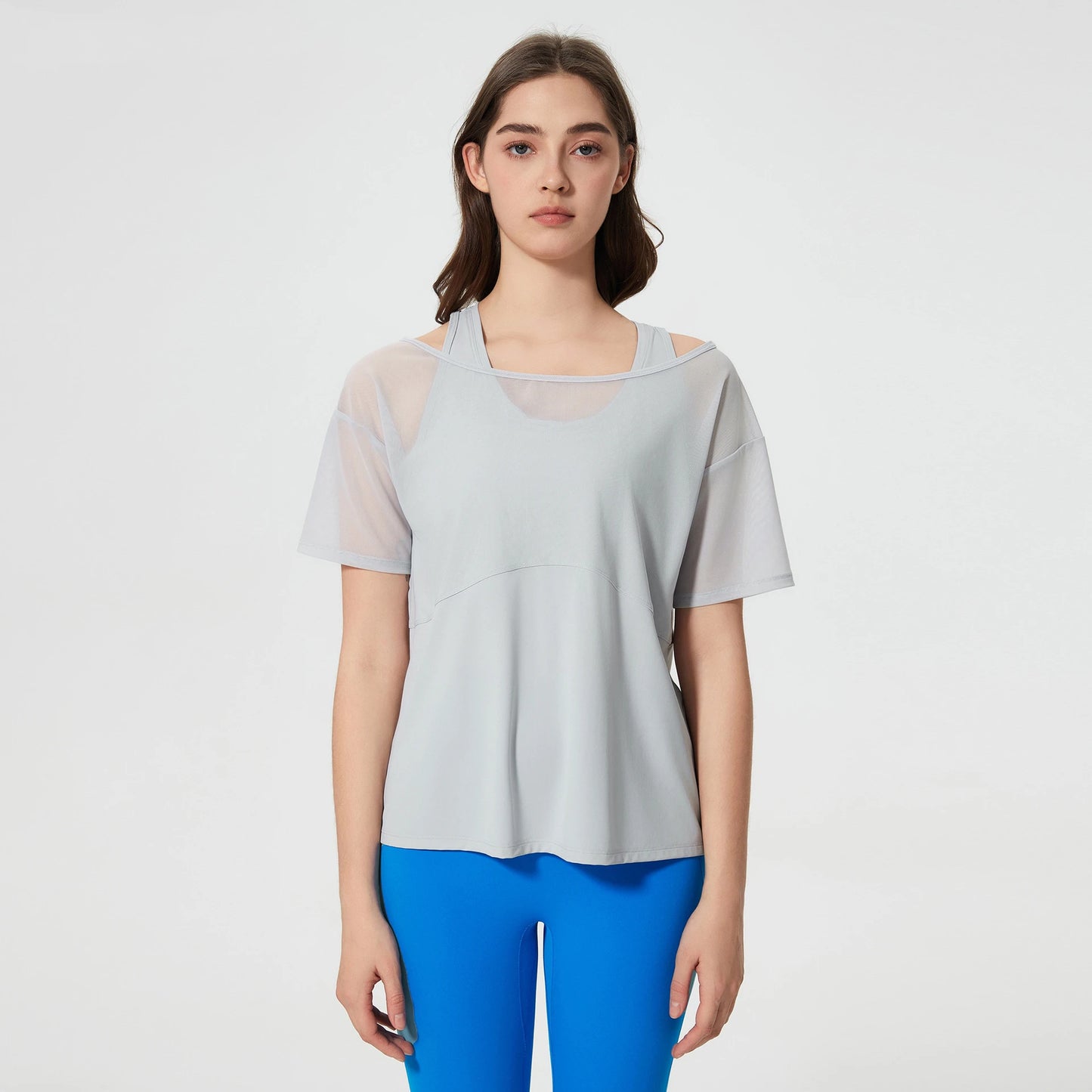 ANNIEGO Women’s Quick-Dry Yoga Tee – 2-in-1 Breathable Running Fitness Top