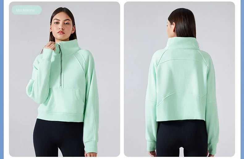 ANNIEGO Fleece Pullover – Half Zip, High Collar, Warm & Thick for Winter