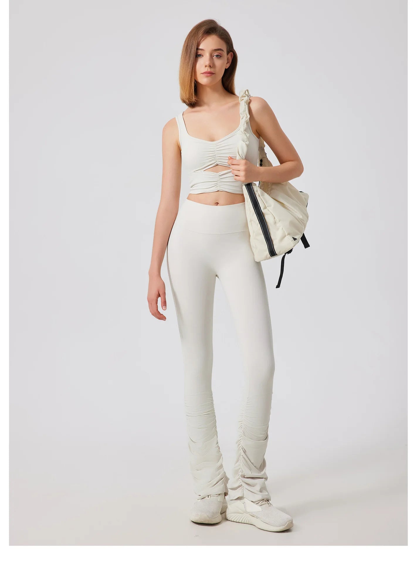 ANNIEGO High Waist Yoga Leggings – Nude Fit, Stacked Style, Quick-Dry