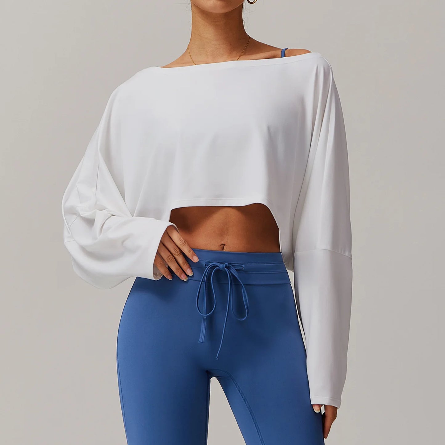 ANNIEGO Women’s Long Sleeve Yoga Top – Batwing Shoulder, Casual Wear