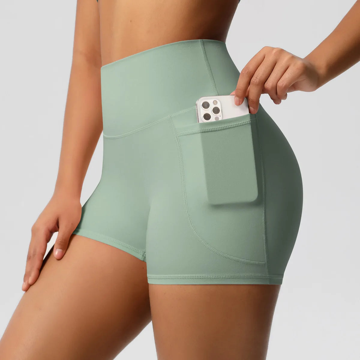 ANNIEGO Women’s High Waist Yoga Shorts – Pocket, Breathable, Tight Fit