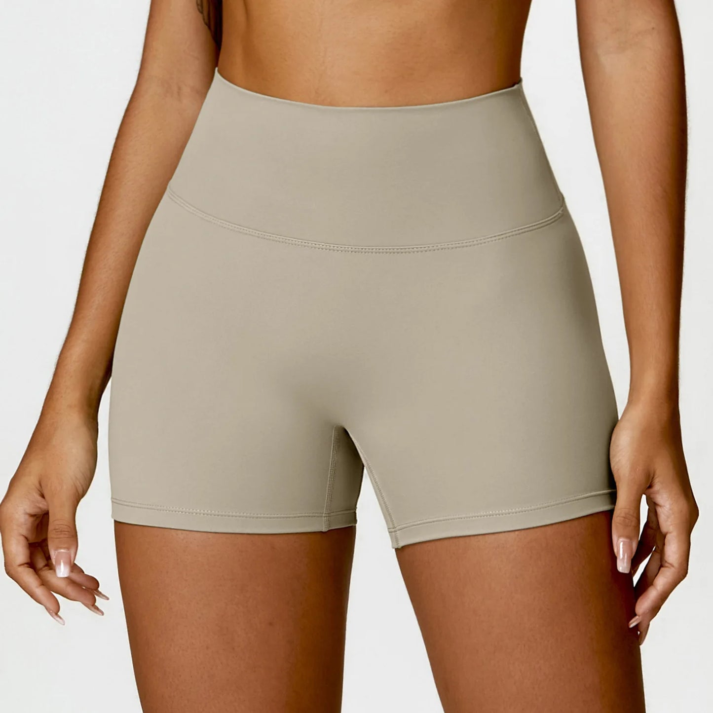 ANNIEGO Women’s High Waist Yoga Shorts – Peach Lift, Sports Fit