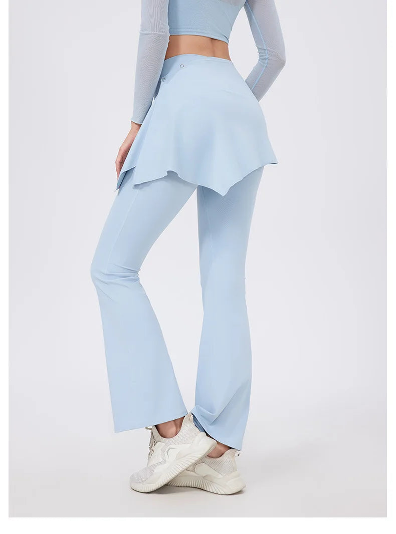 ANNIEGO 2-Piece Yoga Set – High Waist Flared Pants & Push-Up Fit Top