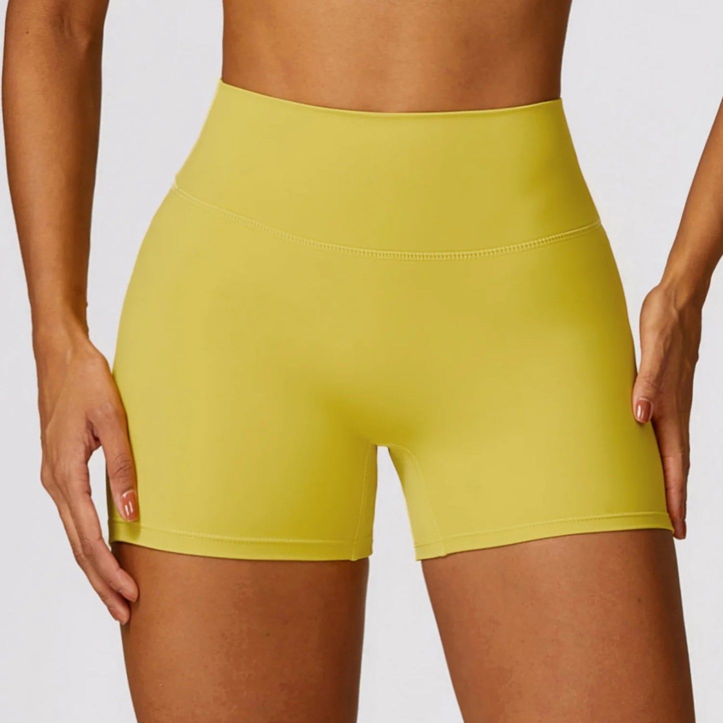 ANNIEGO Women’s High Waist Yoga Shorts – Peach Lift, Sports Fit