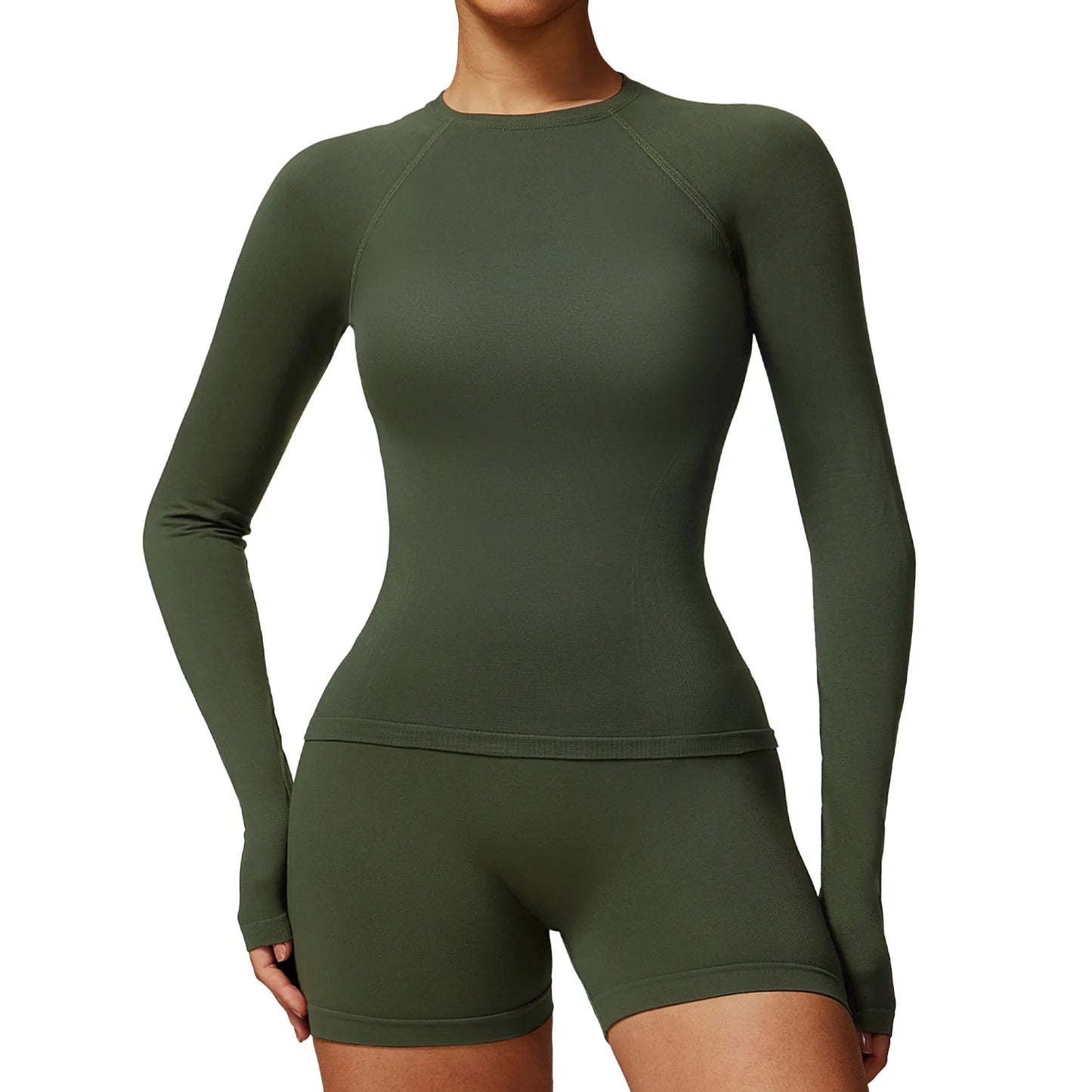 ANNIEGO Seamless Long Sleeve Top – Slim Fit, Quick-Dry