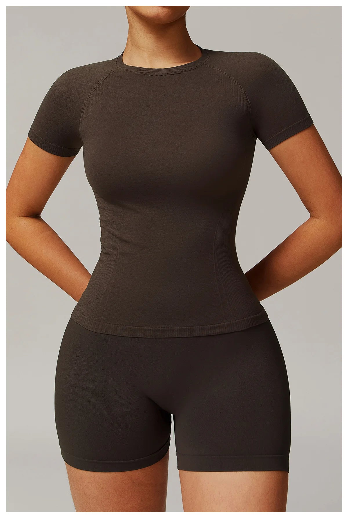 ANNIEGO Seamless Sports Tee – Short Sleeve, Quick-Dry, Slim Fit