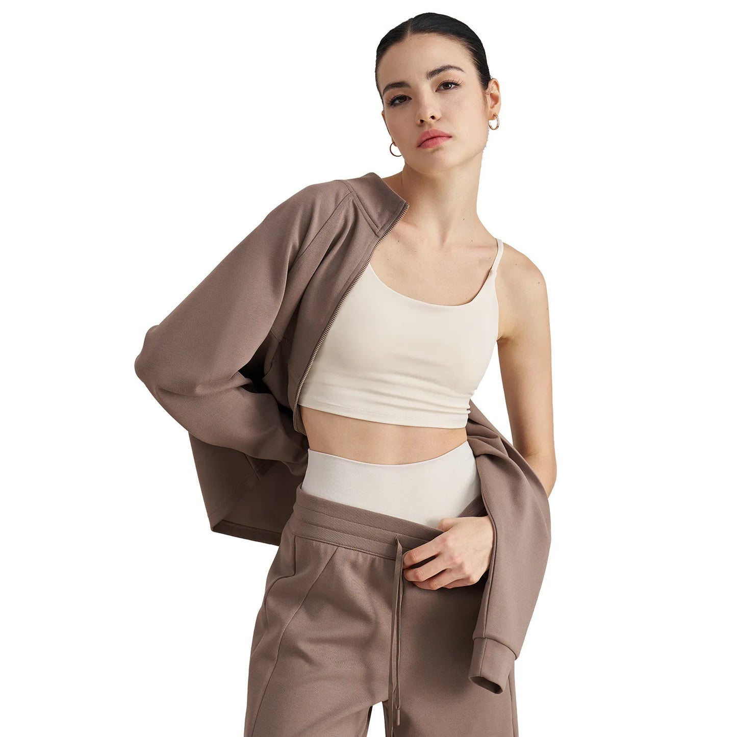 ANNIEGO Women’s Stand Collar Sports Jacket – Slim Fit Long Sleeve Activewear with Pockets