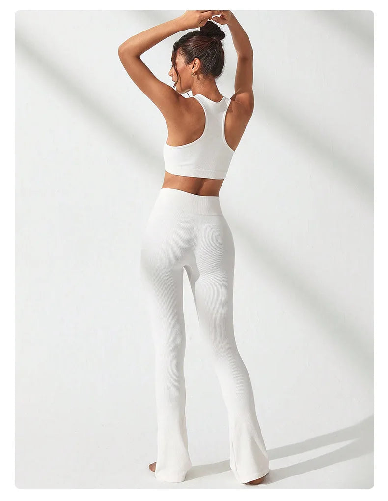 ANNIEGO Women’s Seamless Yoga Set – Crop Top & High Waist Leggings for Gym & Fitness