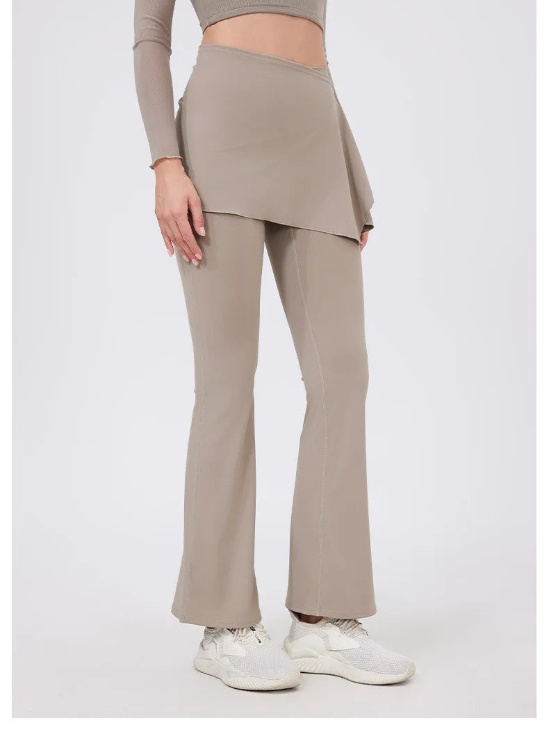 ANNIEGO 2-Piece Yoga Set – High Waist Flared Pants & Push-Up Fit Top