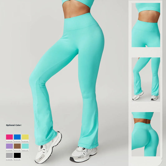 ANNIEGO Seamless Flare Yoga Pants – High Waist, Hip Lift, Tummy Control