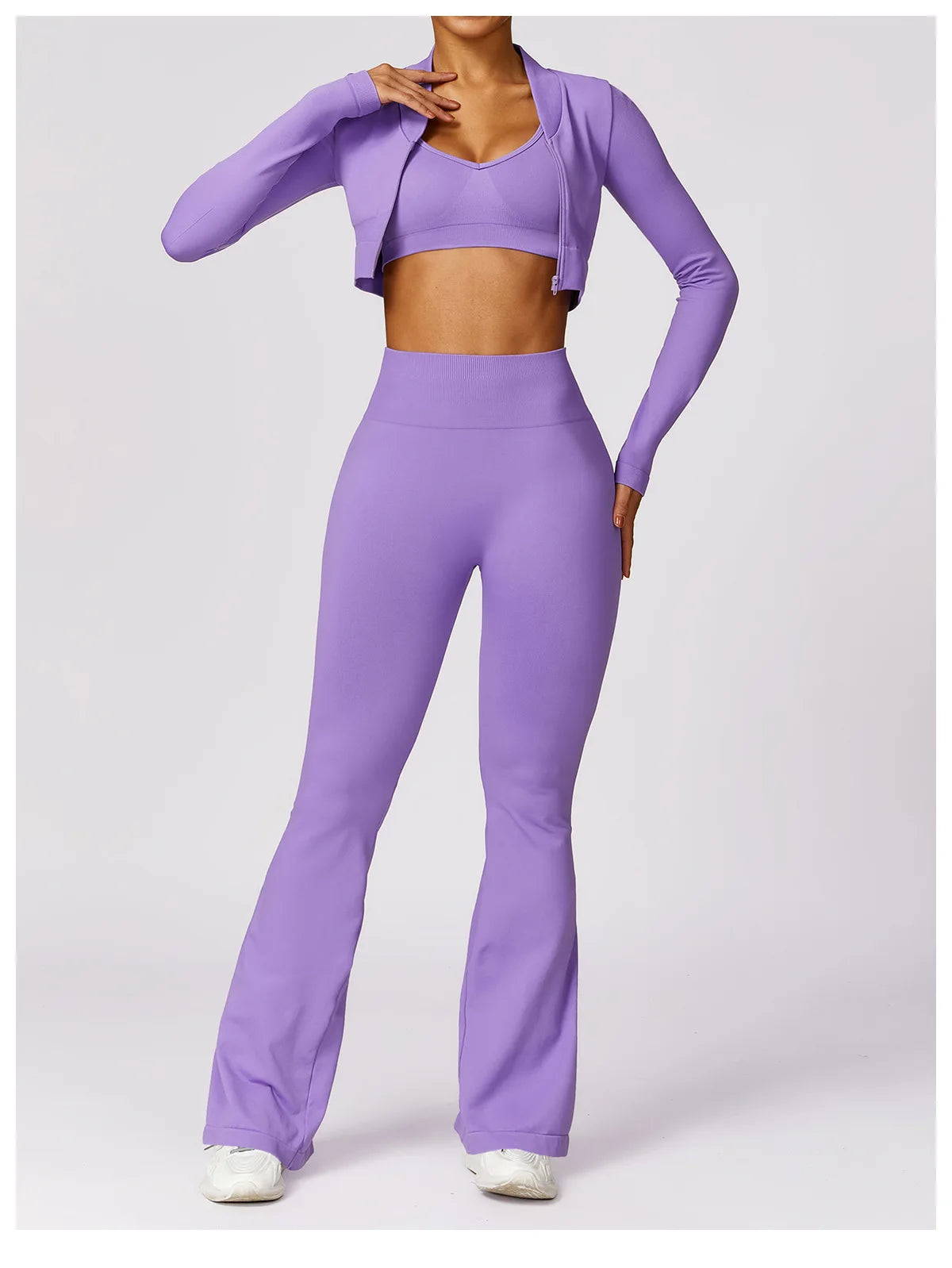 ANNIEGO Seamless Flare Yoga Pants – High Waist, Hip Lift, Tummy Control