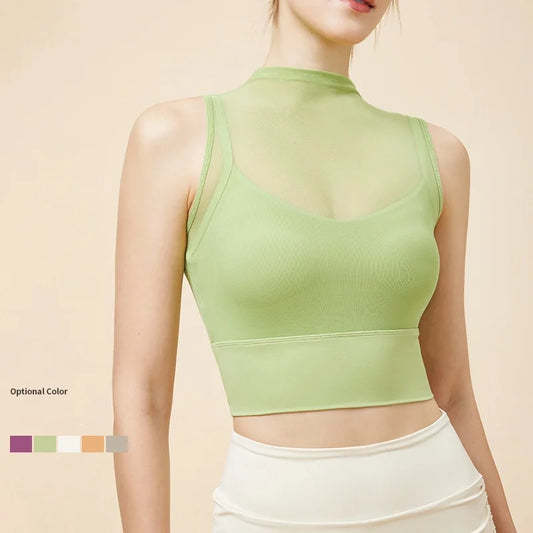 ANNIEGO Women’s Mock Neck Yoga Top – Short Sleeve Slim Fit Sports Shirt