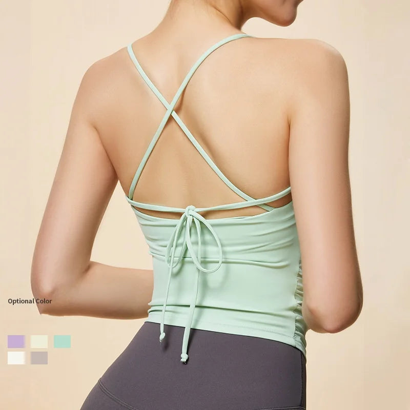 ANNIEGO Yoga Tank Top – Built-in Bra, Slim Fit, Body-Shaping Sports Vest