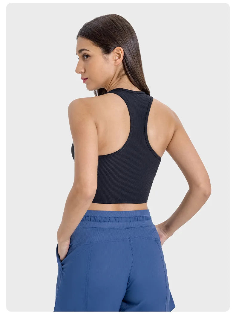 ANNIEGO I-Shaped Back Yoga Bra – Ribbed, Skin-Friendly, Quick-Dry
