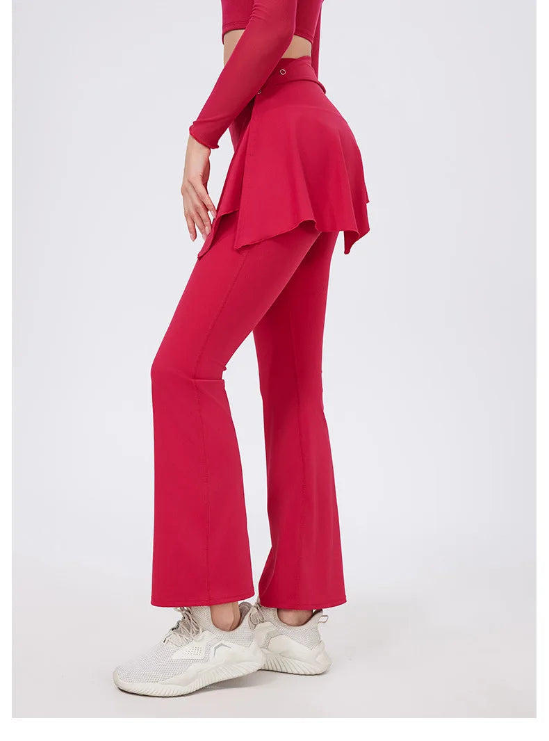 ANNIEGO 2-Piece Yoga Set – High Waist Flared Pants & Push-Up Fit Top