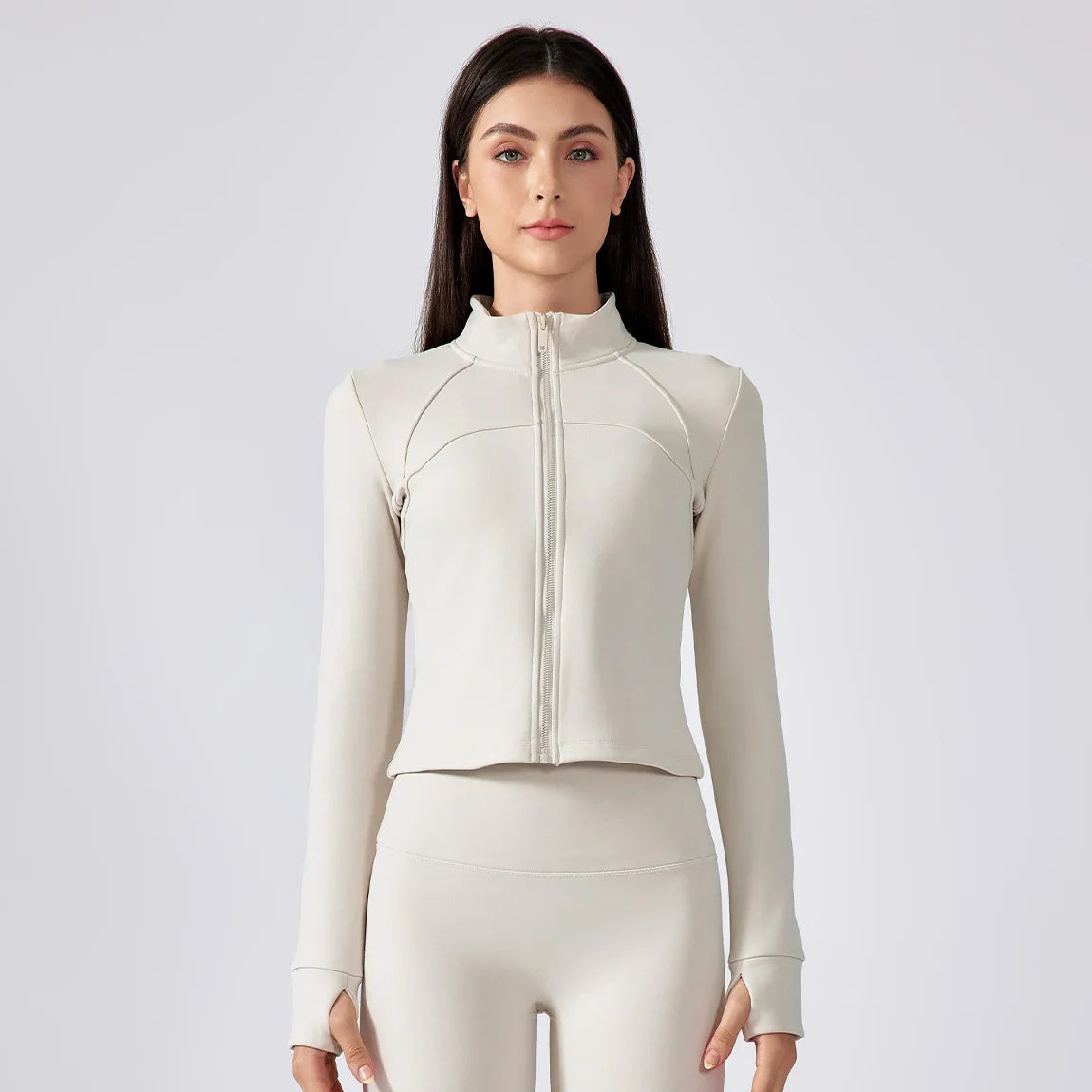 ANNIEGO Women’s Fleece-Lined Slim Fit Sports Jacket – Yoga Running Cycling Zip-Up Coat