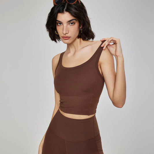 ANNIEGO Women’s Yoga Crop Tank – Built-in Bra, Quick Dry, Sweat-Wicking Top