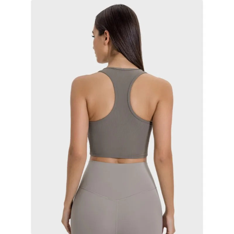 ANNIEGO I-Shaped Back Yoga Bra – Ribbed, Skin-Friendly, Quick-Dry